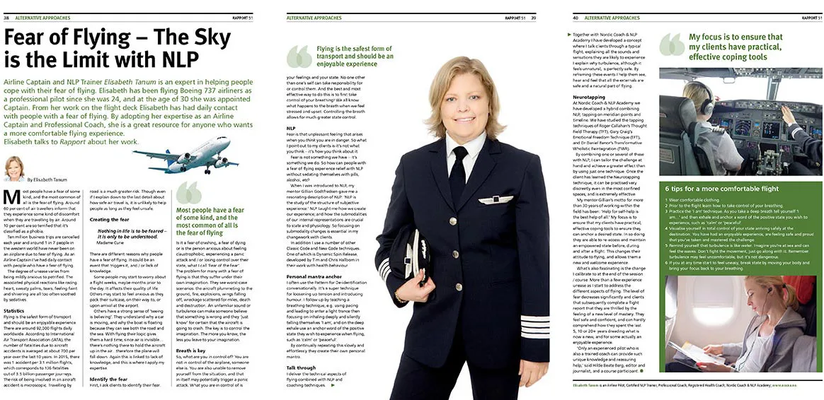 Artikel i Rapport-magasinet med NOCNA Trener og pilot Elisabeth Tanum.